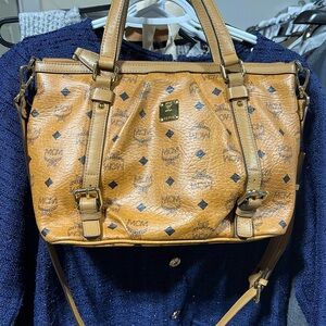 MCM Cognac Visetos Shoulder Bag